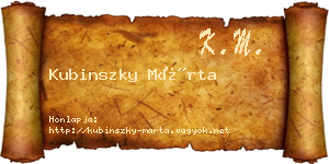 Kubinszky Márta névjegykártya