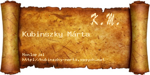 Kubinszky Márta névjegykártya