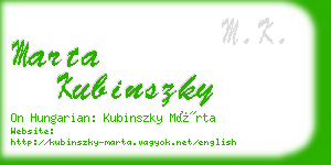 marta kubinszky business card